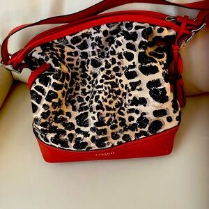 Coach, red and leopard shoulder bag